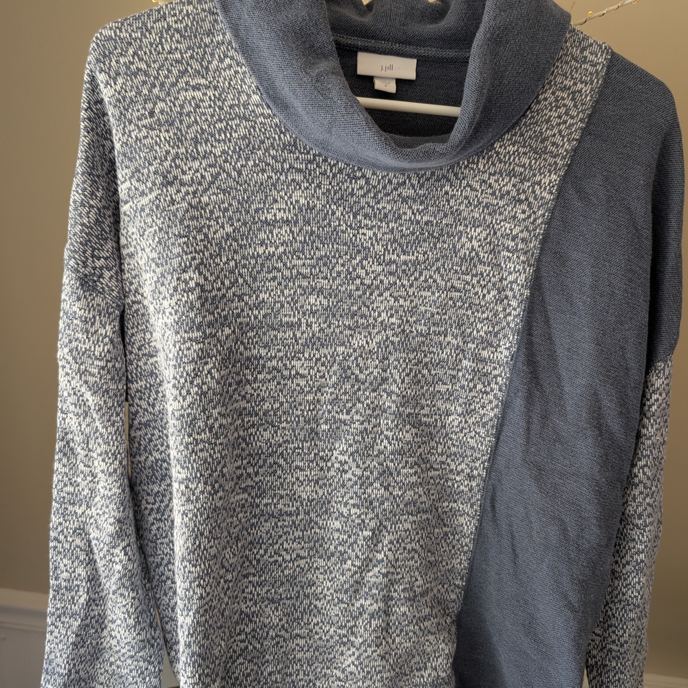 J. Jill Women's Blue Marled Cowl Neck Sweater